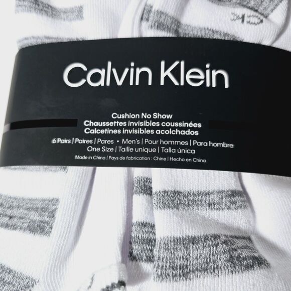 Calvin Klein No Show Socks 6-Pair Men's Cushion White Gray Size 7-12 NWT - Picture 2 of 7